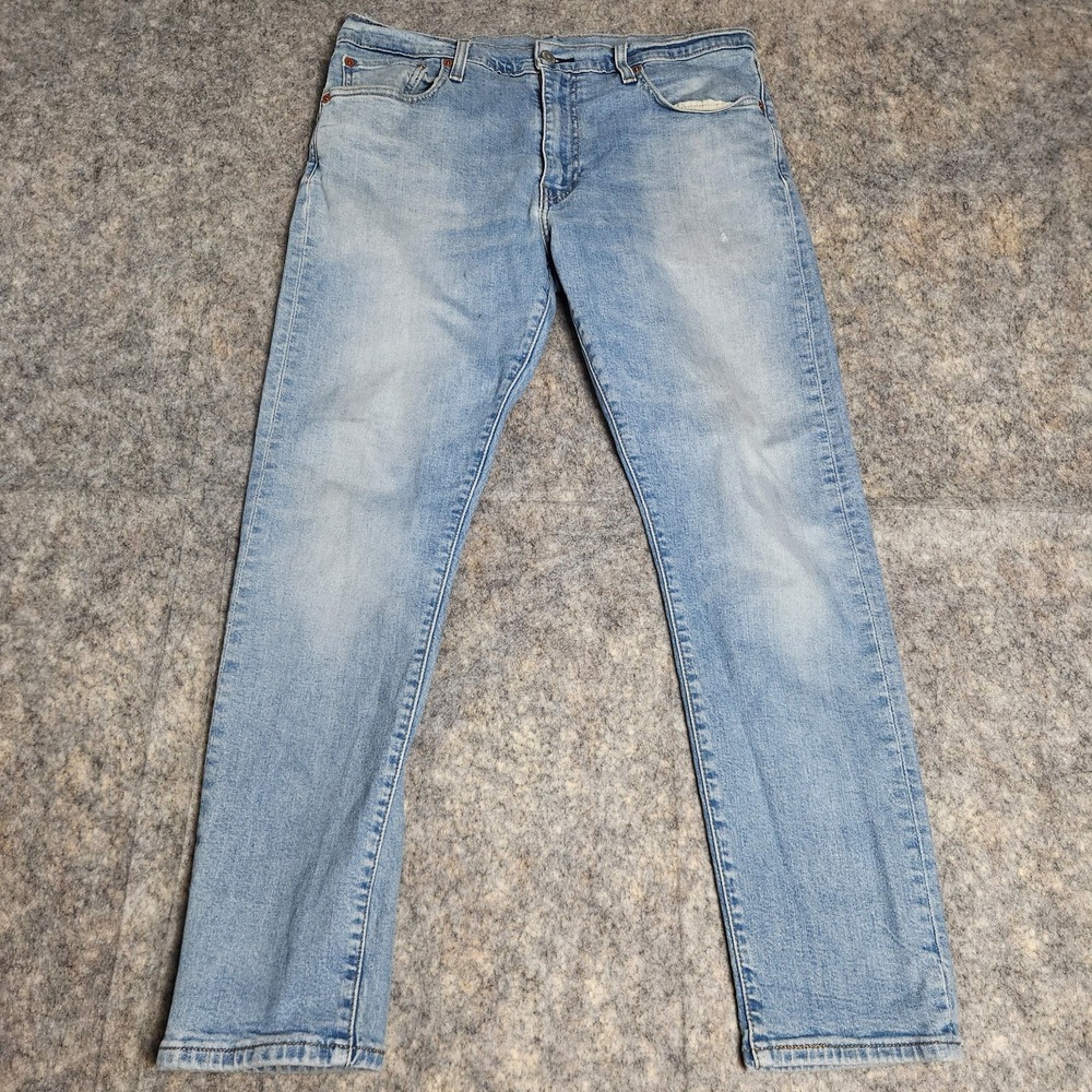 Levis 512 Slim Taper Jeans Men 33x28 Blue Light Denim Premium Quality Distressed